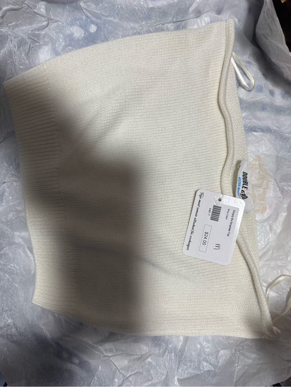 Double Zero Cream Ribbed Knit Tank Top